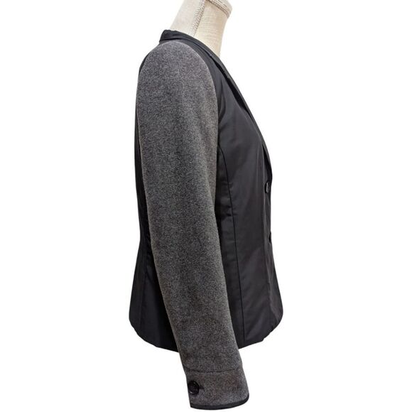 Lafayette 148 New York Mixed Media Jacket Nylon w/ Wool Two Tone Black and Grey - Picture 3 of 8